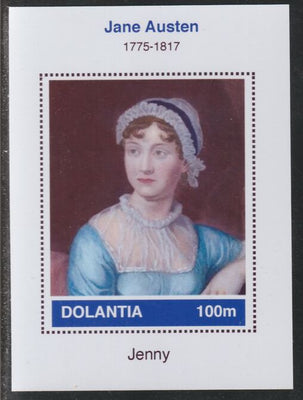 Dolantia (Fantasy) Jane Austen imperf deluxe sheetlet on glossy card (75 x 103 mm) unmounted mint