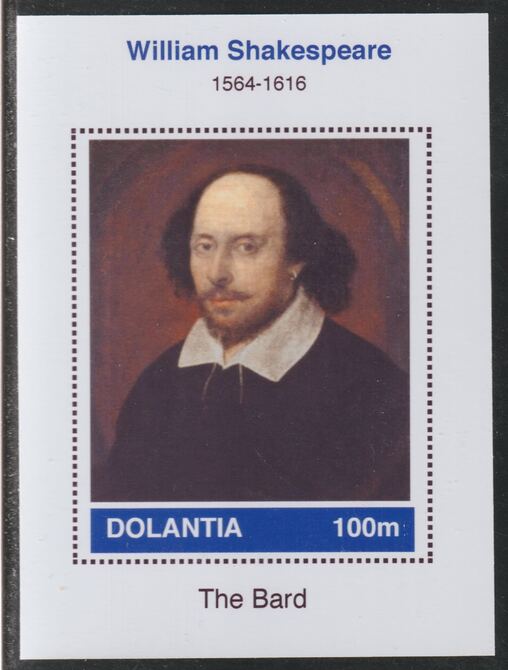 Dolantia (Fantasy) William Shakespeare imperf deluxe sheetlet on glossy card (75 x 103 mm) unmounted mint