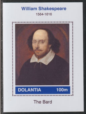 Dolantia (Fantasy) William Shakespeare imperf deluxe sheetlet on glossy card (75 x 103 mm) unmounted mint