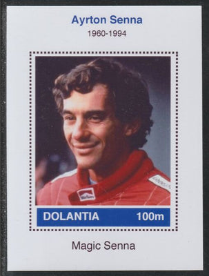 Dolantia (Fantasy) Ayrton Senna imperf deluxe sheetlet on glossy card (75 x 103 mm) unmounted mint