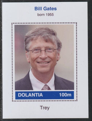 Dolantia (Fantasy) Bill Gates imperf deluxe sheetlet on glossy card (75 x 103 mm) unmounted mint
