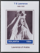 Dolantia (Fantasy) T E Lawrence imperf deluxe sheetlet on glossy card (75 x 103 mm) unmounted mint