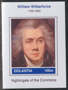 Dolantia (Fantasy) William Wilberforce imperf deluxe sheetlet on glossy card (75 x 103 mm) unmounted mint