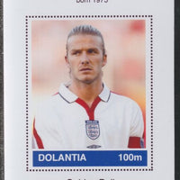 Dolantia (Fantasy) David Beckham imperf deluxe sheetlet on glossy card (75 x 103 mm) unmounted mint