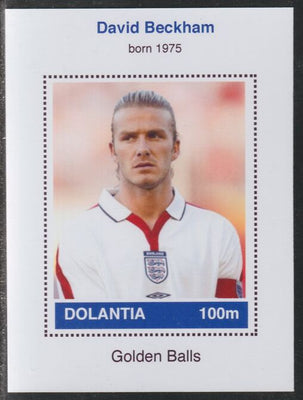 Dolantia (Fantasy) David Beckham imperf deluxe sheetlet on glossy card (75 x 103 mm) unmounted mint