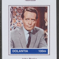 Dolantia (Fantasy) Patrick McGoohan imperf deluxe sheetlet on glossy card (75 x 103 mm) unmounted mint