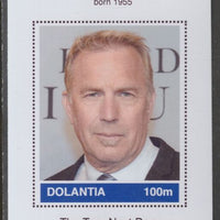 Dolantia (Fantasy) Kevin Costner imperf deluxe sheetlet on glossy card (75 x 103 mm) unmounted mint