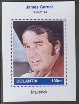 Dolantia (Fantasy) James Garner imperf deluxe sheetlet on glossy card (75 x 103 mm) unmounted mint