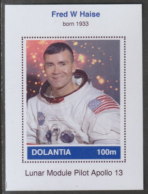 Dolantia (Fantasy) Fred W Haise imperf deluxe sheetlet on glossy card (75 x 103 mm) unmounted mint