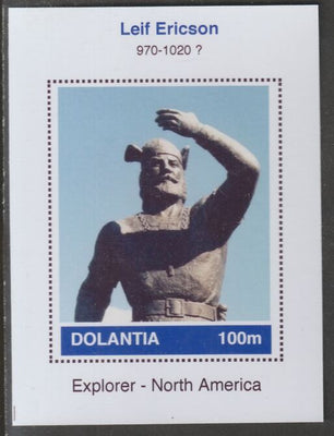 Dolantia (Fantasy) Leif Ericson imperf deluxe sheetlet on glossy card (75 x 103 mm) unmounted mint