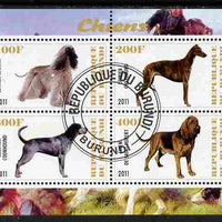 Burundi 2011 Dogs #5 perf sheetlet containing 4 values fine cto used