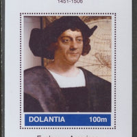 Dolantia (Fantasy) Christopher Columbus imperf deluxe sheetlet on glossy card (75 x 103 mm) unmounted mint