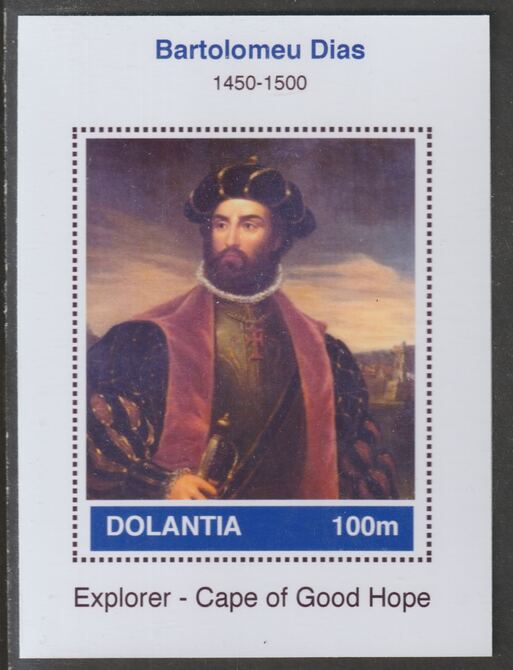 Dolantia (Fantasy) Bartolomeu Dias imperf deluxe sheetlet on glossy card (75 x 103 mm) unmounted mint