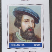 Dolantia (Fantasy) Hernando Cortes imperf deluxe sheetlet on glossy card (75 x 103 mm) unmounted mint