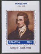 Dolantia (Fantasy) Mungo Park imperf deluxe sheetlet on glossy card (75 x 103 mm) unmounted mint
