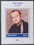 Dolantia (Fantasy) Phil Collins imperf deluxe sheetlet on glossy card (75 x 103 mm) unmounted mint