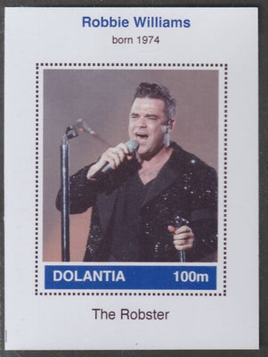 Dolantia (Fantasy) Robbie Williams imperf deluxe sheetlet on glossy card (75 x 103 mm) unmounted mint