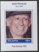 Dolantia (Fantasy) Keith Richards imperf deluxe sheetlet on glossy card (75 x 103 mm) unmounted mint