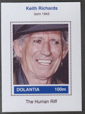 Dolantia (Fantasy) Keith Richards imperf deluxe sheetlet on glossy card (75 x 103 mm) unmounted mint