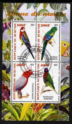 Burundi 2011 Fauna of the World - Parrots #3 perf sheetlet containing 4 values fine cto used