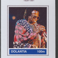 Dolantia (Fantasy) Miles Davis imperf deluxe sheetlet on glossy card (75 x 103 mm) unmounted mint