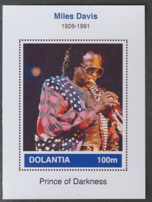 Dolantia (Fantasy) Miles Davis imperf deluxe sheetlet on glossy card (75 x 103 mm) unmounted mint