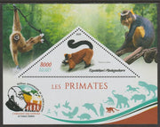 Madagascar 2019 Darwin 160th Anniversary of Publication of The Origin of Species - Primates #2 perf deluxe sheet containing one triangular value unmounted mint