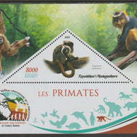 Madagascar 2019 Darwin 160th Anniversary of Publication of The Origin of Species - Primates #3 perf deluxe sheet containing one triangular value unmounted mint
