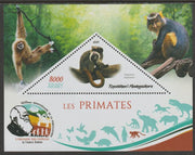 Madagascar 2019 Darwin 160th Anniversary of Publication of The Origin of Species - Primates #3 perf deluxe sheet containing one triangular value unmounted mint