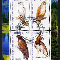 Burundi 2011 Fauna of the World - Birds of Prey perf sheetlet containing 4 values fine cto used