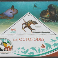 Madagascar 2019 Darwin 160th Anniversary of Publication of The Origin of Species - Octopus #1 perf deluxe sheet containing one triangular value unmounted mint
