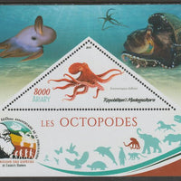 Madagascar 2019 Darwin 160th Anniversary of Publication of The Origin of Species - Octopus #2 perf deluxe sheet containing one triangular value unmounted mint