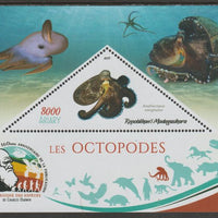Madagascar 2019 Darwin 160th Anniversary of Publication of The Origin of Species - Octopus #3 perf deluxe sheet containing one triangular value unmounted mint