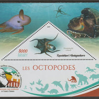 Madagascar 2019 Darwin 160th Anniversary of Publication of The Origin of Species - Octopus #4 perf deluxe sheet containing one triangular value unmounted mint