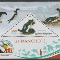 Madagascar 2019 Darwin 160th Anniversary of Publication of The Origin of Species - Penguins #1 perf deluxe sheet containing one triangular value unmounted mint