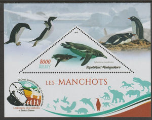 Madagascar 2019 Darwin 160th Anniversary of Publication of The Origin of Species - Penguins #2 perf deluxe sheet containing one triangular value unmounted mint