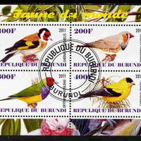 Burundi 2011 Fauna of the World - Birds - Finches perf sheetlet containing 4 values fine cto used