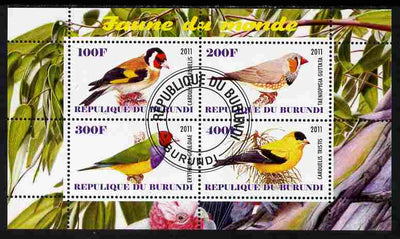 Burundi 2011 Fauna of the World - Birds - Finches perf sheetlet containing 4 values fine cto used