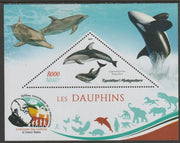 Madagascar 2019 Darwin 160th Anniversary of Publication of The Origin of Species - Dolphins #1 perf deluxe sheet containing one triangular value unmounted mint