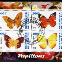 Burundi 2011 Fauna of the World - Butterflies #3 perf sheetlet containing 4 values fine cto used