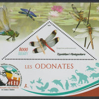 Madagascar 2019 Darwin 160th Anniversary of Publication of The Origin of Species - Dragon Flies #1 perf deluxe sheet containing one triangular value unmounted mint