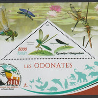 Madagascar 2019 Darwin 160th Anniversary of Publication of The Origin of Species - Dragon Flies #2 perf deluxe sheet containing one triangular value unmounted mint