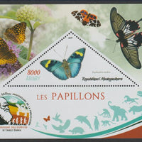 Madagascar 2019 Darwin 160th Anniversary of Publication of The Origin of Species - Butterflies #1 perf deluxe sheet containing one triangular value unmounted mint