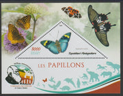 Madagascar 2019 Darwin 160th Anniversary of Publication of The Origin of Species - Butterflies #1 perf deluxe sheet containing one triangular value unmounted mint