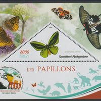 Madagascar 2019 Darwin 160th Anniversary of Publication of The Origin of Species - Butterflies #2 perf deluxe sheet containing one triangular value unmounted mint