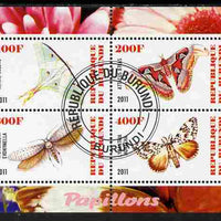 Burundi 2011 Fauna of the World - Butterflies #4 perf sheetlet containing 4 values fine cto used