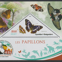 Madagascar 2019 Darwin 160th Anniversary of Publication of The Origin of Species - Butterflies #3 perf deluxe sheet containing one triangular value unmounted mint