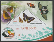 Madagascar 2019 Darwin 160th Anniversary of Publication of The Origin of Species - Butterflies #3 perf deluxe sheet containing one triangular value unmounted mint