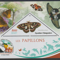 Madagascar 2019 Darwin 160th Anniversary of Publication of The Origin of Species - Butterflies #4 perf deluxe sheet containing one triangular value unmounted mint