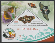 Madagascar 2019 Darwin 160th Anniversary of Publication of The Origin of Species - Butterflies #4 perf deluxe sheet containing one triangular value unmounted mint